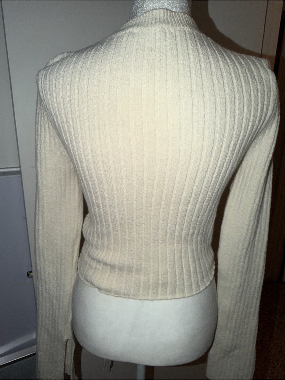 Zara Cream Ribbed Knit Pullover - Picture 3 of 5